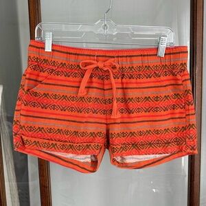 Tinseltown Women’s Orange Linen Cotton Blend Shorts Medium Pull On Stretch Beach